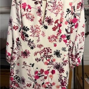 Adrianna Papell Floral Dress in Pink and Cream